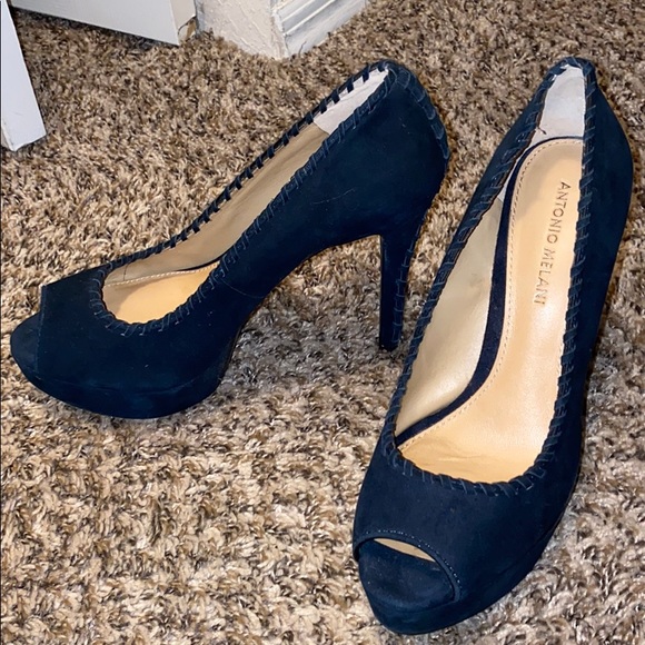 Antonio Melani Navy Blue Suede Heels - Picture 2 of 7
